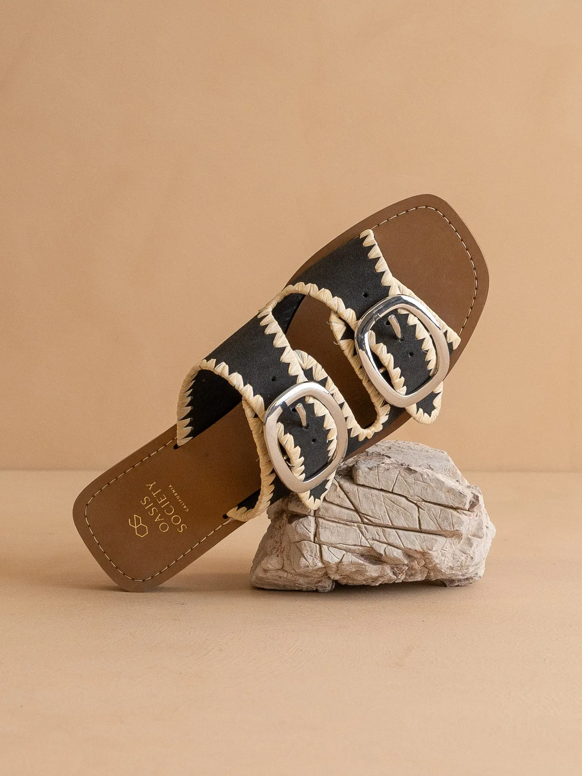 The Tivoli | Black Fun Double Buckle Sandal