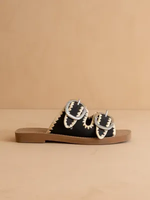 The Tivoli | Black Fun Double Buckle Sandal