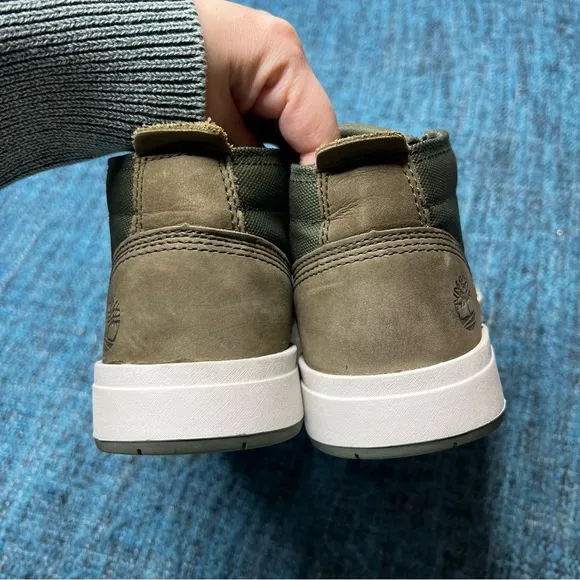 Timberland Davis Square Chukka Leather and Canvas Boots in Olive Green