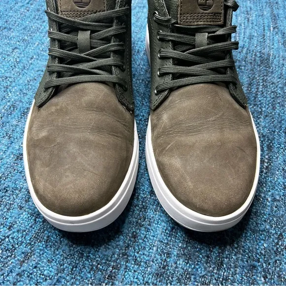 Timberland Davis Square Chukka Leather and Canvas Boots in Olive Green