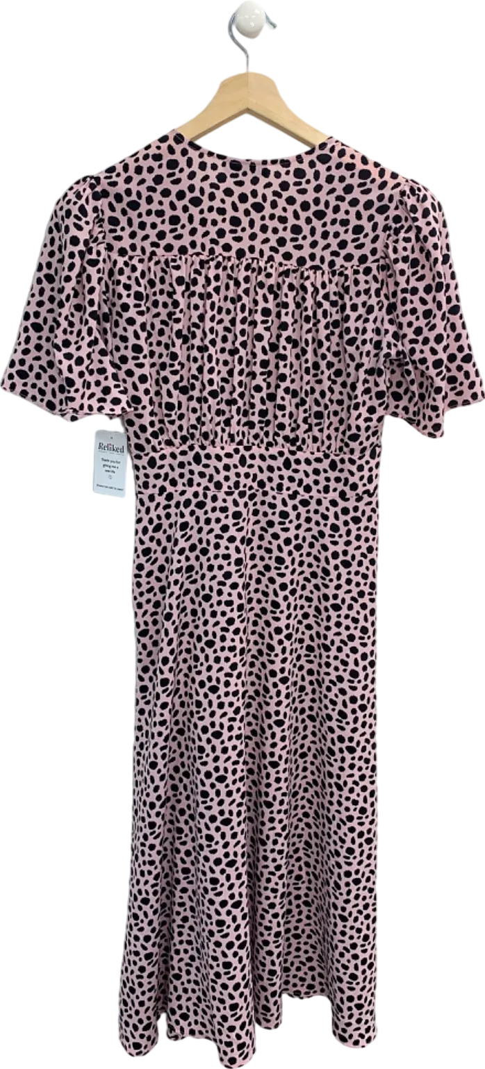 Topshop Pink Leopard Print Midi Dress UK 10