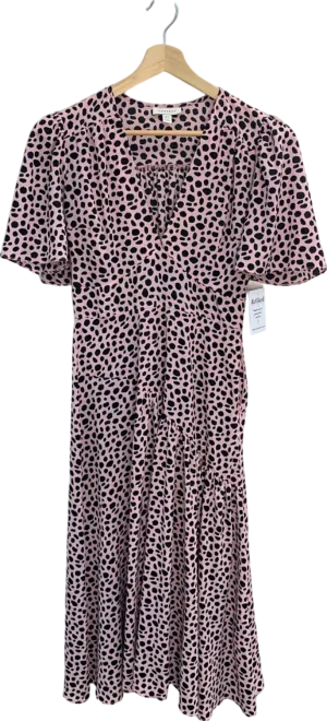Topshop Pink Leopard Print Midi Dress UK 10