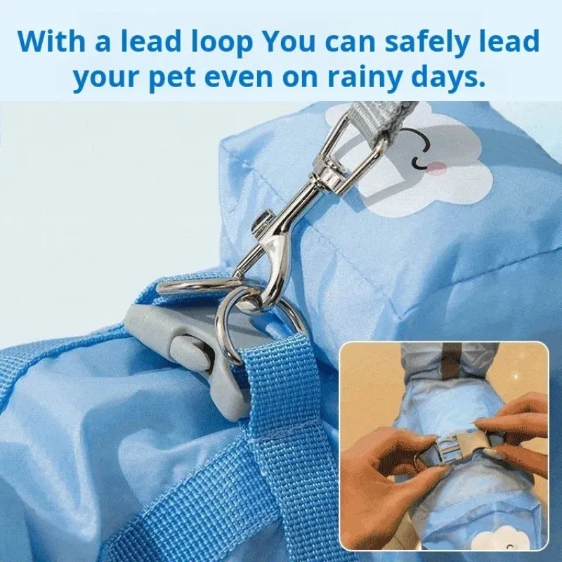 Towable puppy four-legged raincoat
