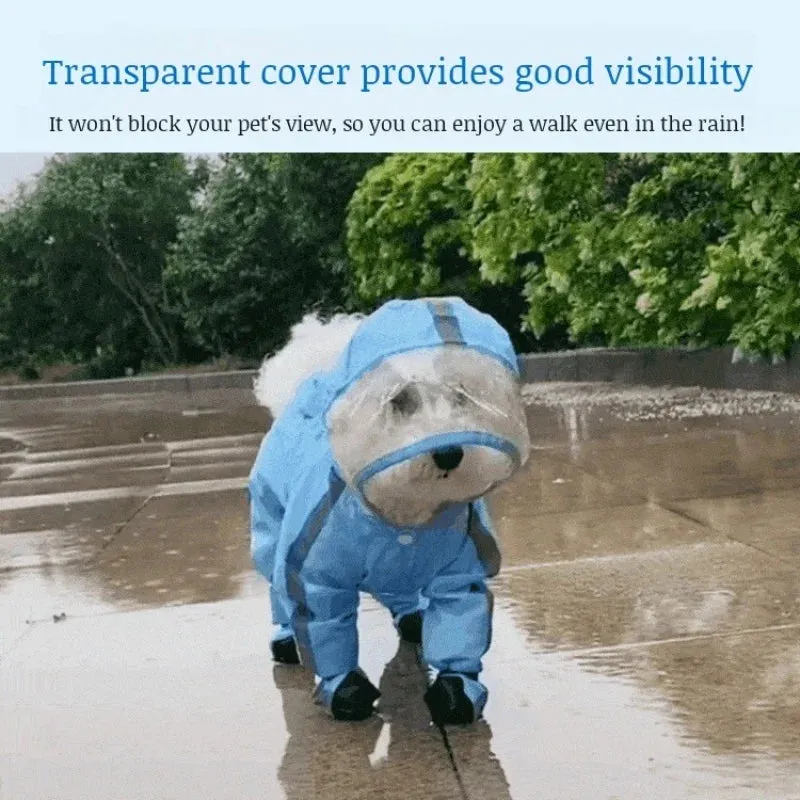 Towable puppy four-legged raincoat