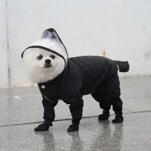 Towable puppy four-legged raincoat