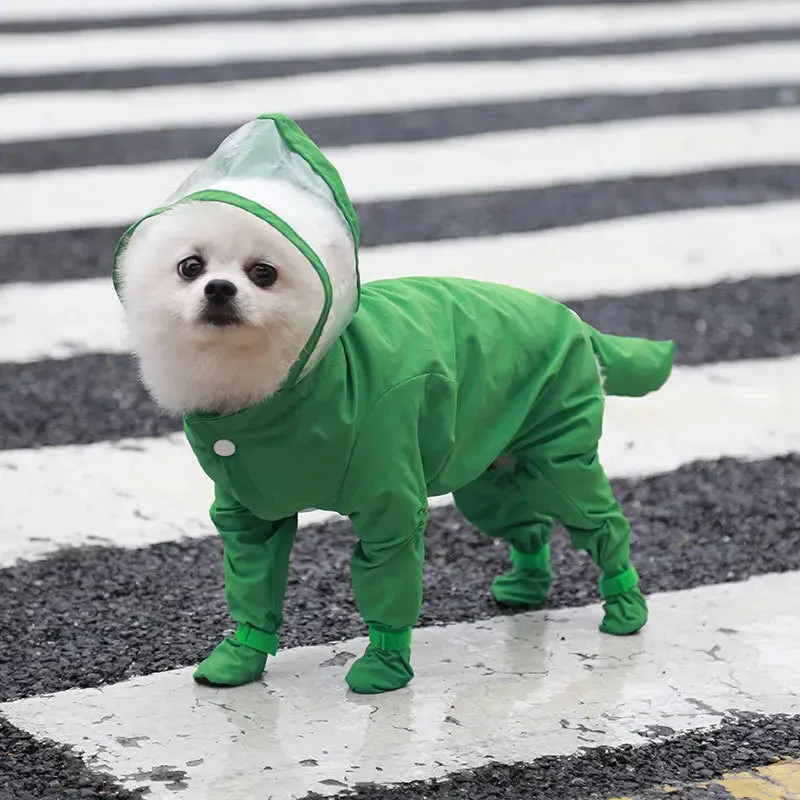Towable puppy four-legged raincoat