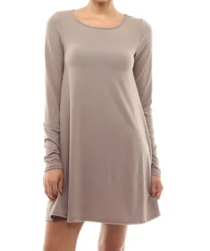 Tunic Top Long Sleeve Trapeze Dress Taupe