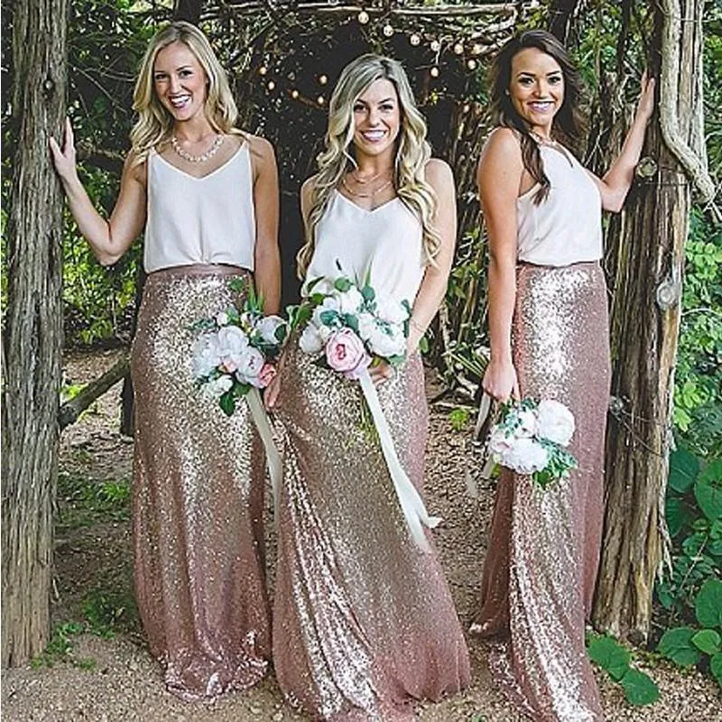 V Neck Casual Long Mermaid Sequin Cheap Bridesmaid Dresses Online, WGY0305