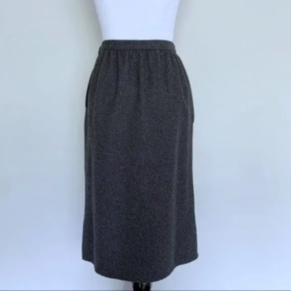 Vintage 80s 90s Valentino Charcoal Gray Wool Pleated Pencil Skirt XS/S