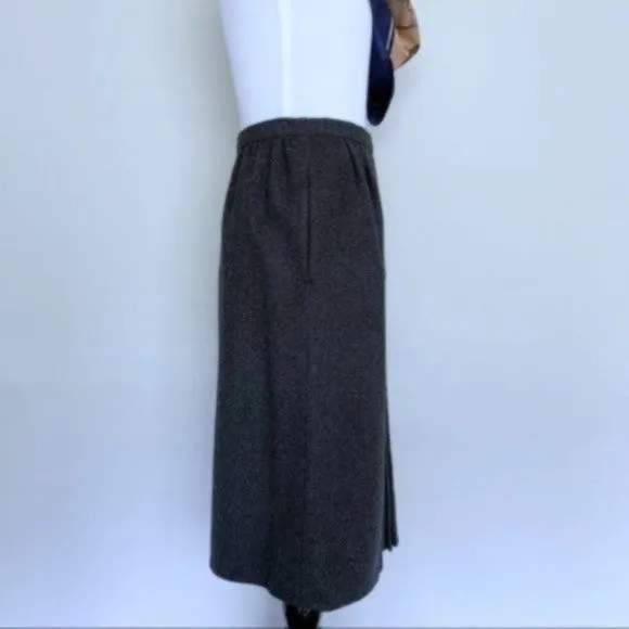 Vintage 80s 90s Valentino Charcoal Gray Wool Pleated Pencil Skirt XS/S