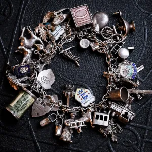 Vintage Fully Loaded Silver Charm Bracelet