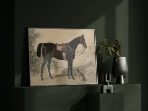 Vintage Horse and Dog Portrait Art Print – Classic Equestrian Elegance | English Library Style | Horse and Whiskey Collection