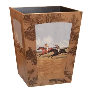 Vintage Horse Racing Wood Waste Basket