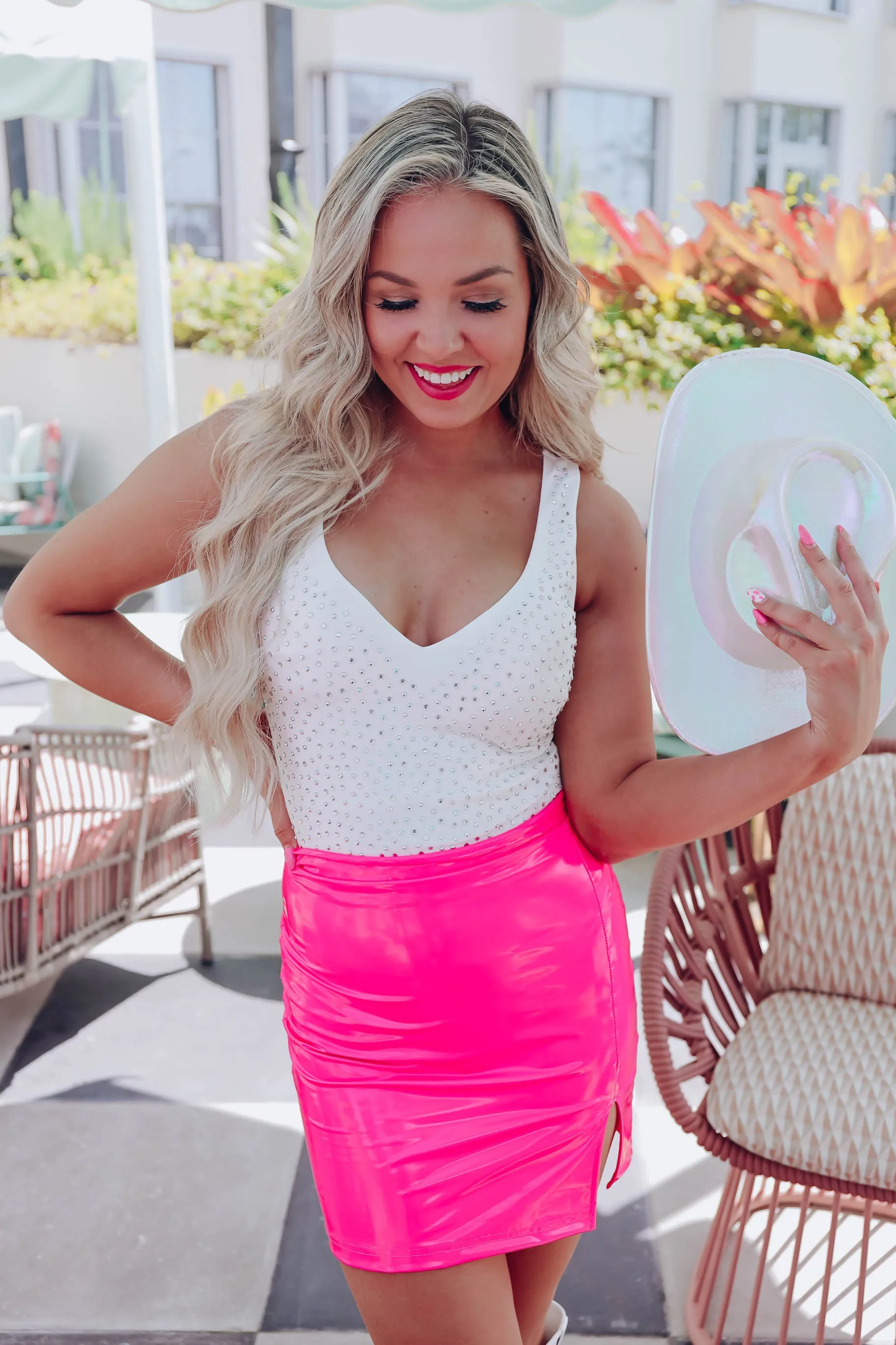 VIP Style Sequin Bodysuit - White