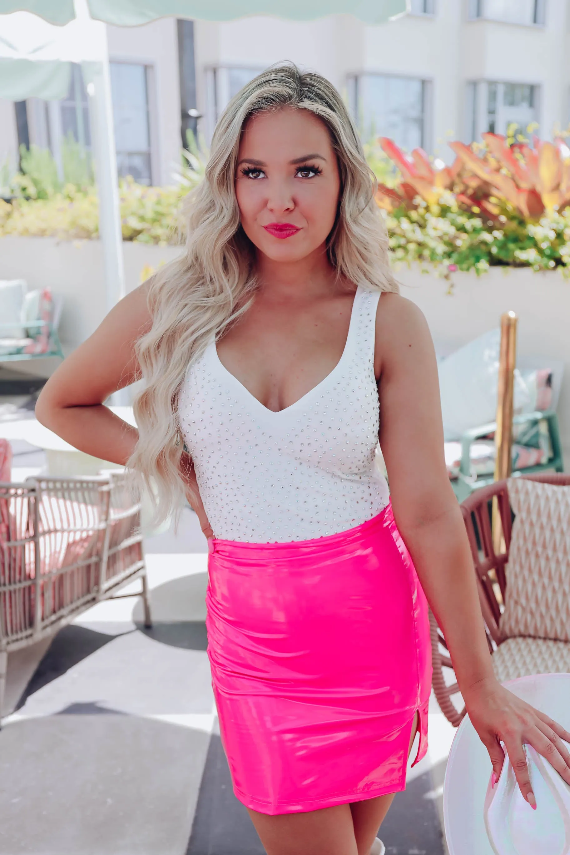 VIP Style Sequin Bodysuit - White