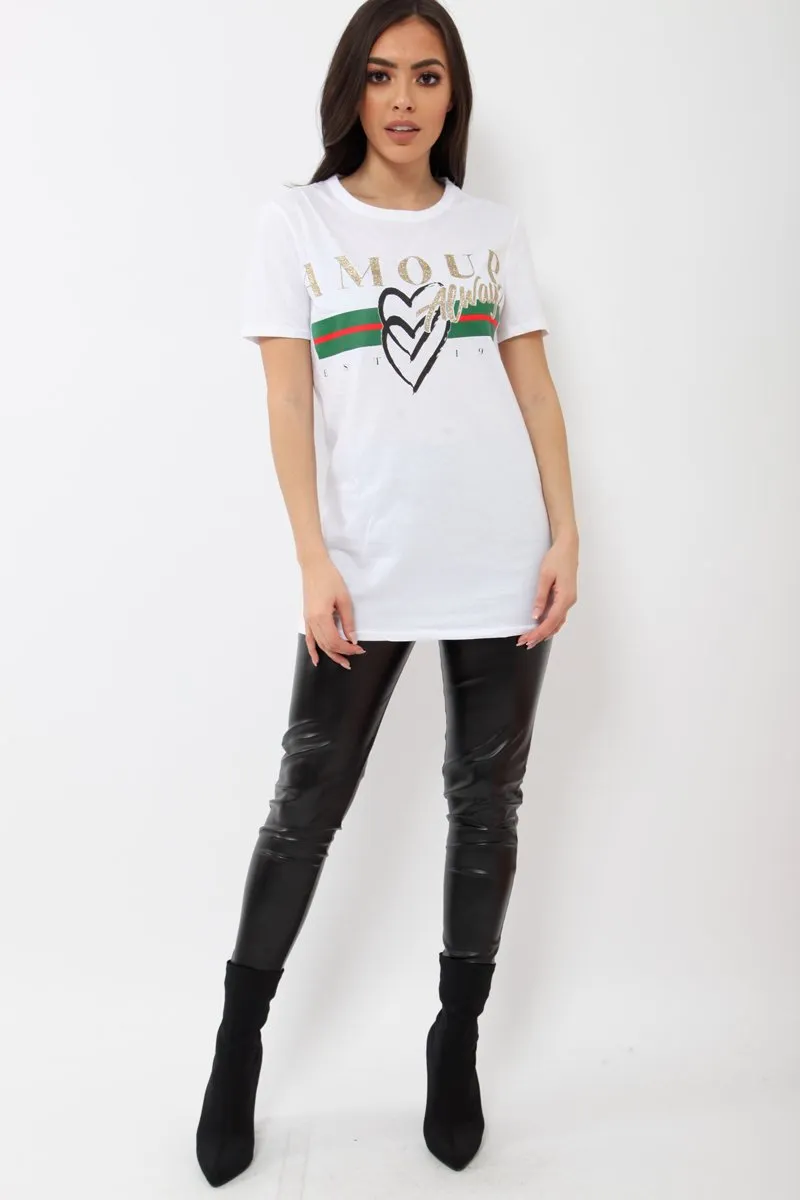 White Amour Always Slogan T-shirt - Esmay
