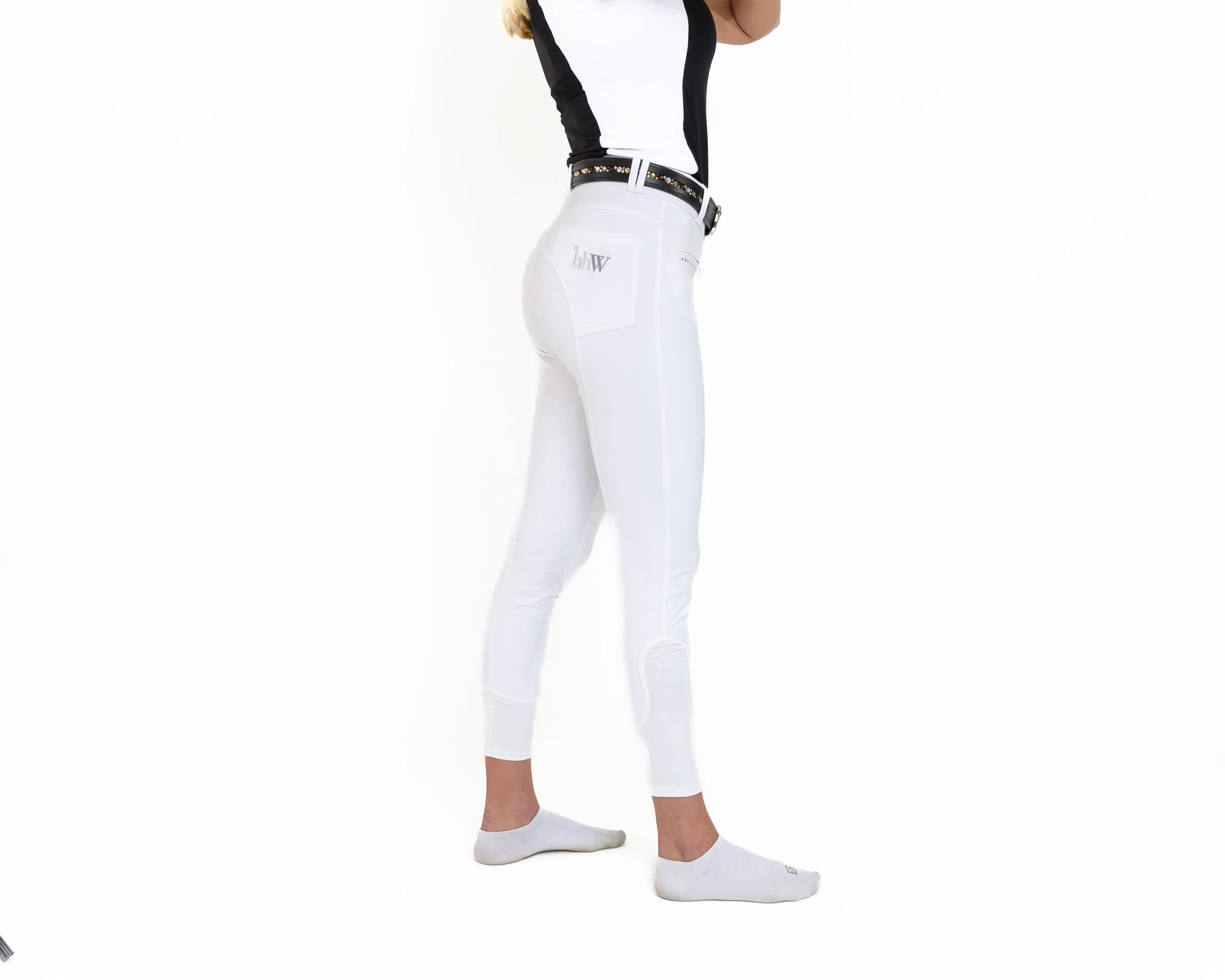 White Show Breeches V2 with Full Seat or Knee Patch in sizes 20 to 38 hhW