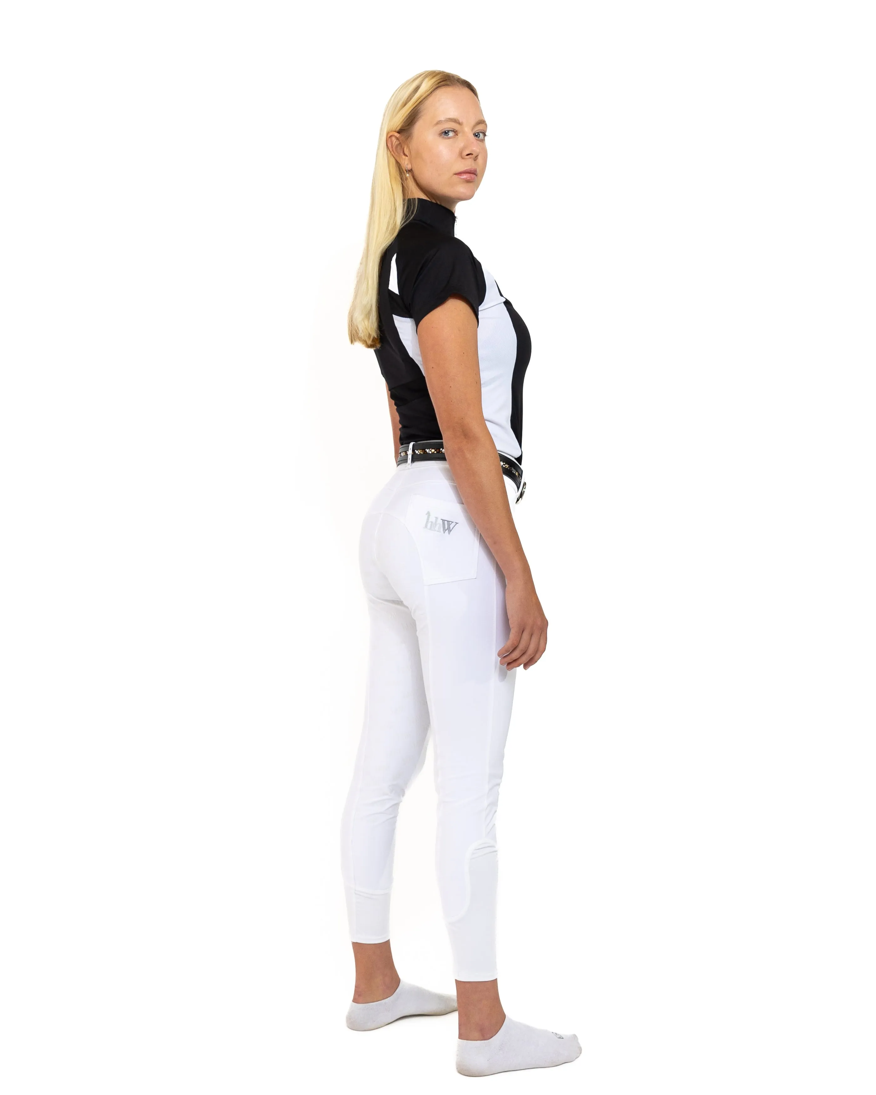 White Show Breeches V2 with Full Seat or Knee Patch in sizes 20 to 38 hhW