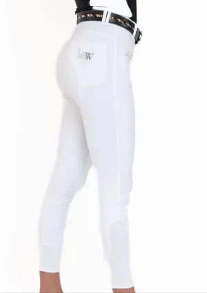White Show Breeches V2 with Full Seat or Knee Patch in sizes 20 to 38 hhW