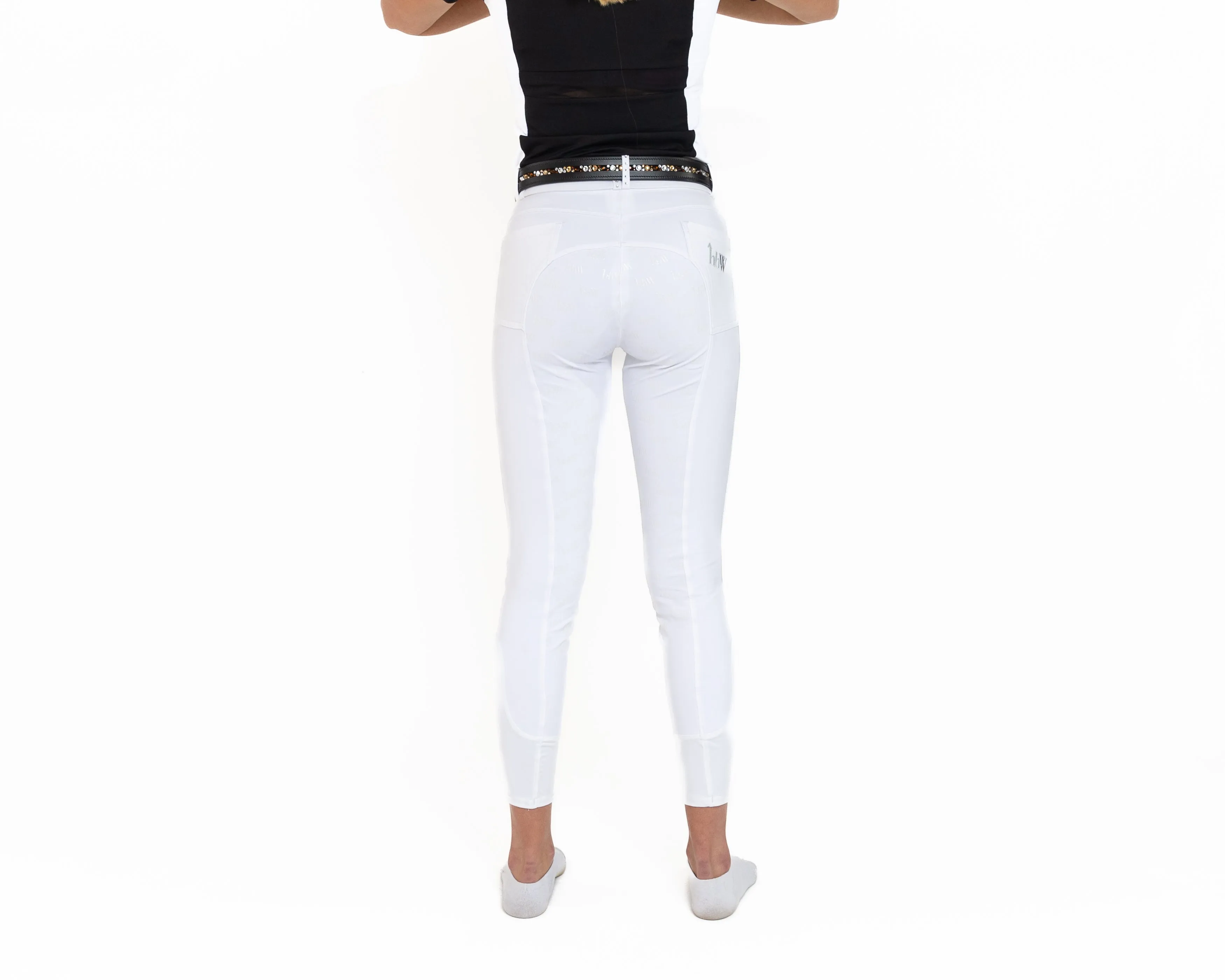 White Show Breeches V2 with Full Seat or Knee Patch in sizes 20 to 38 hhW