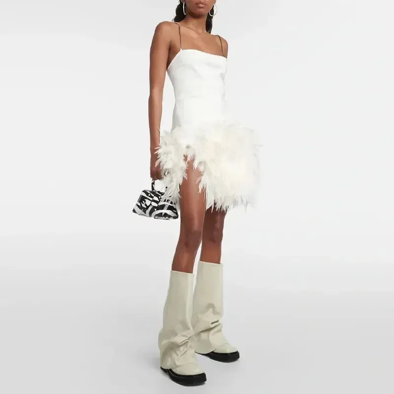 Women's New Autumn and Winter Calf Boots with Pleated Thick High Heels