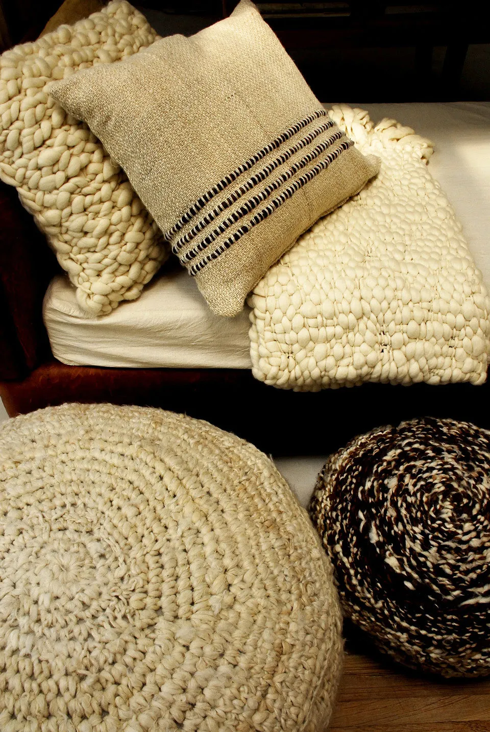 WOOL POUF - Grey Melange