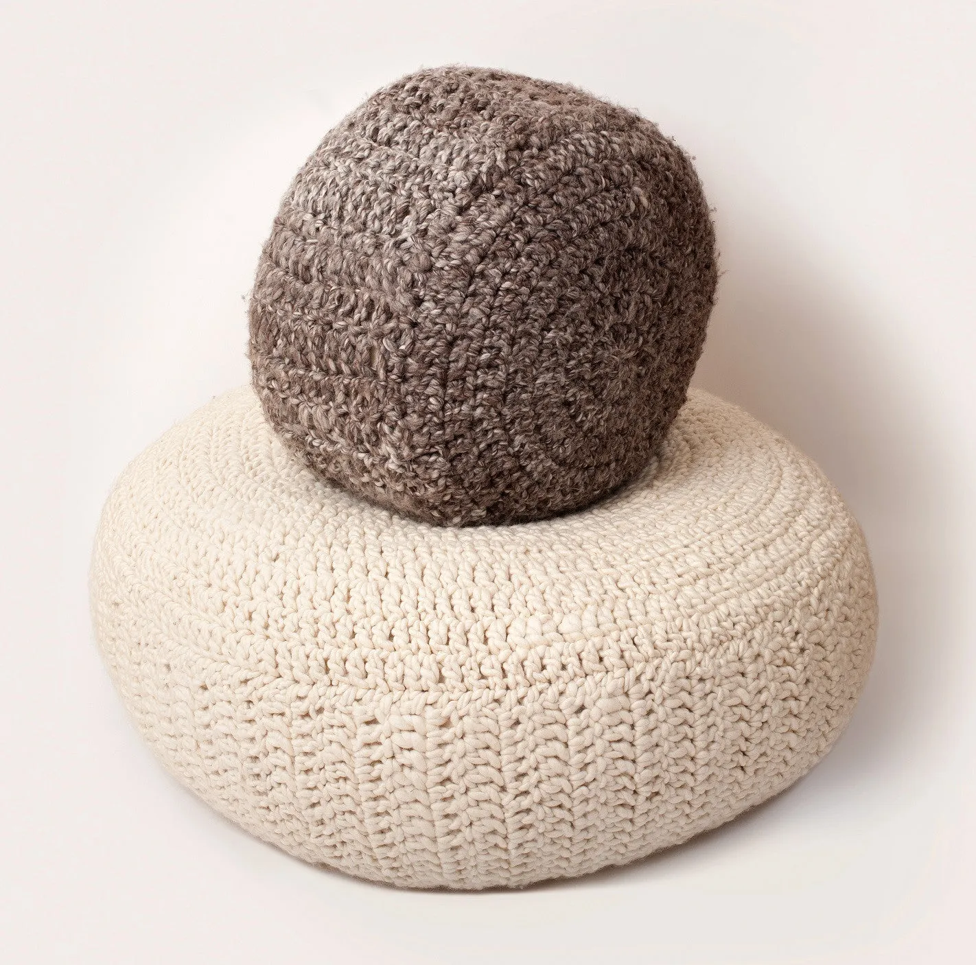 WOOL POUF - Grey Melange