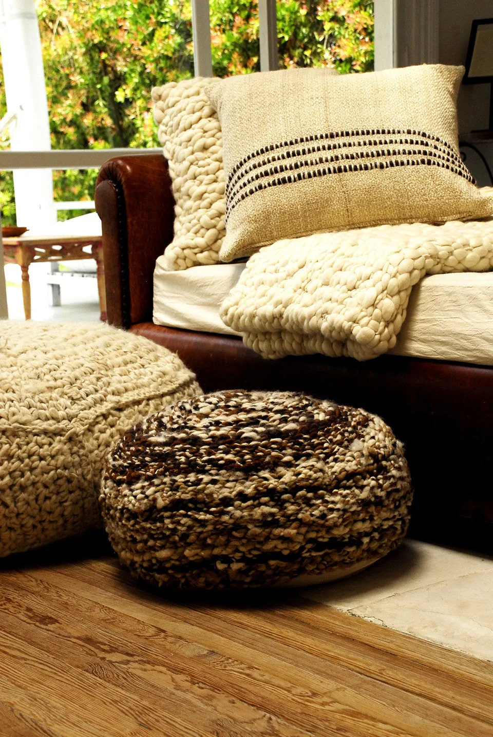 WOOL POUF - Grey Melange