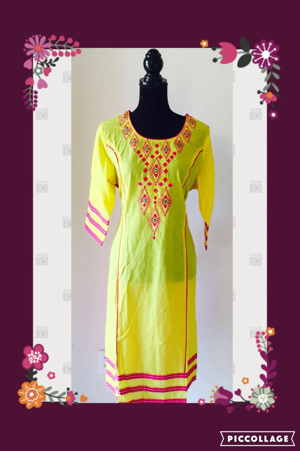 YELLOW KURTA WITH EMBROIDERY FDN0020