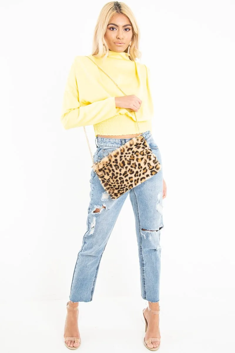 Yellow Satin Shoulder Pad Shirred Waist Blouse - Farida
