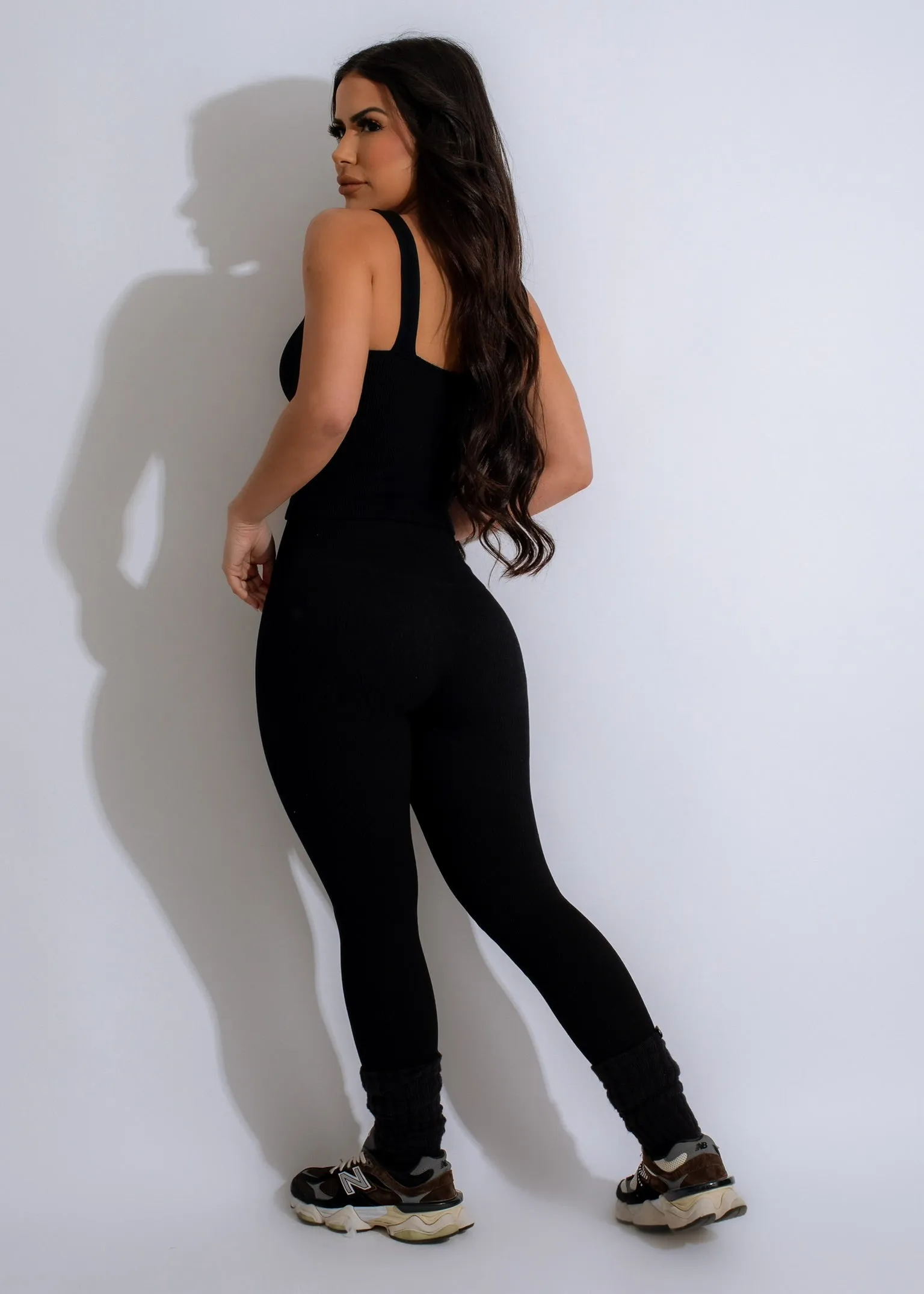 Yoga Flex Ribbed Crop Top Black